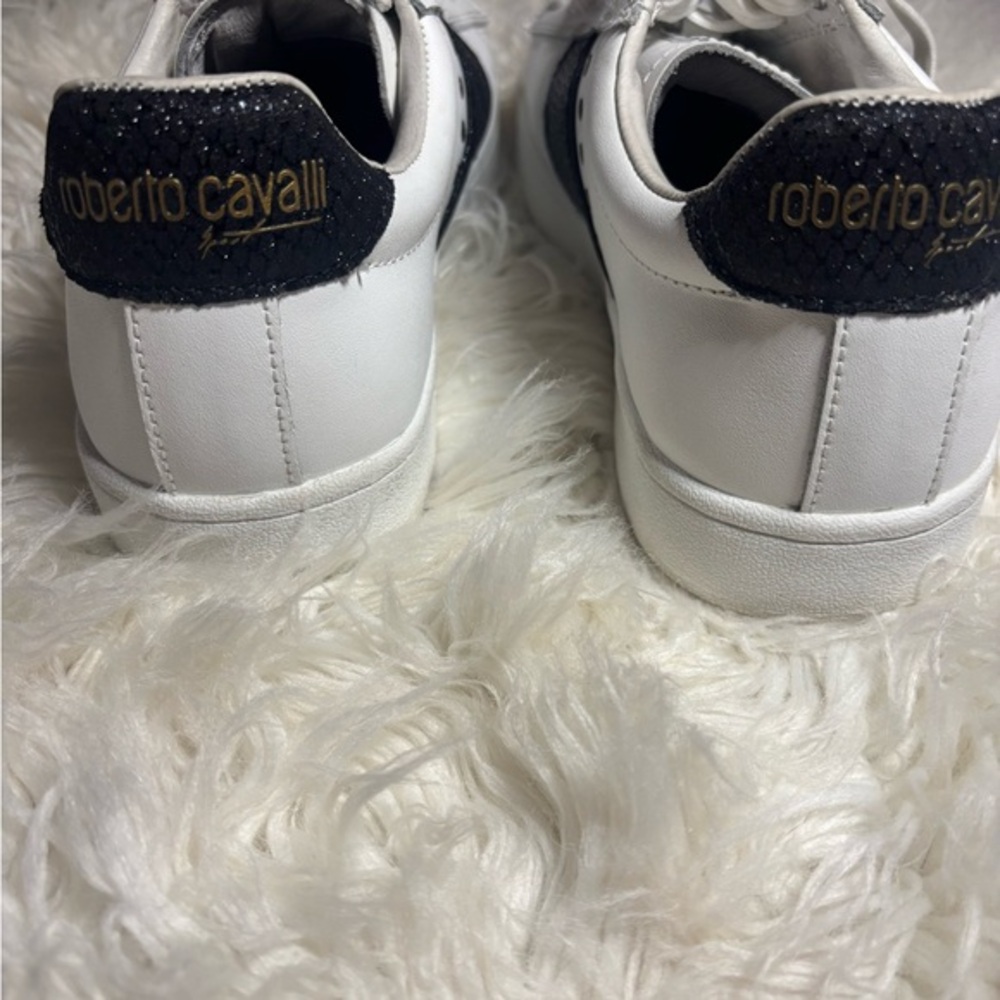 White Sneakers with‎ Black and Gold Accents Roberto Cavalli sport - Picture 11 of 12